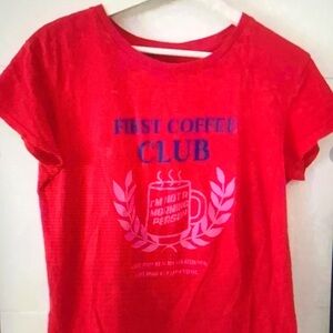 Red Kids T-Shirt with Coffee Club Print